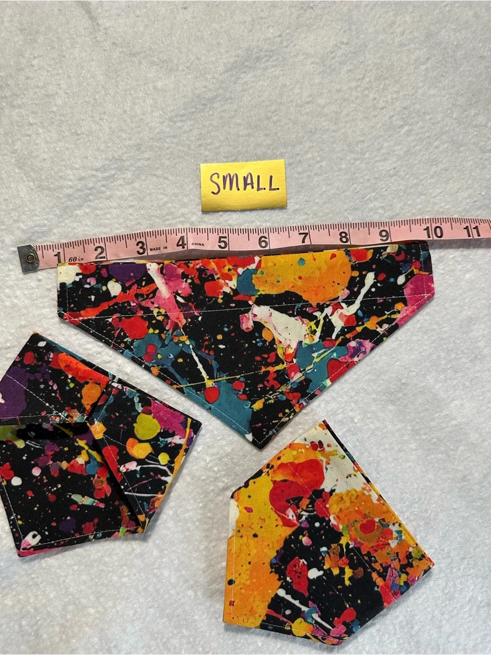 Handmade Pet Multicolor Paint-Splash Critter Cape Bandana Scarf Reversible